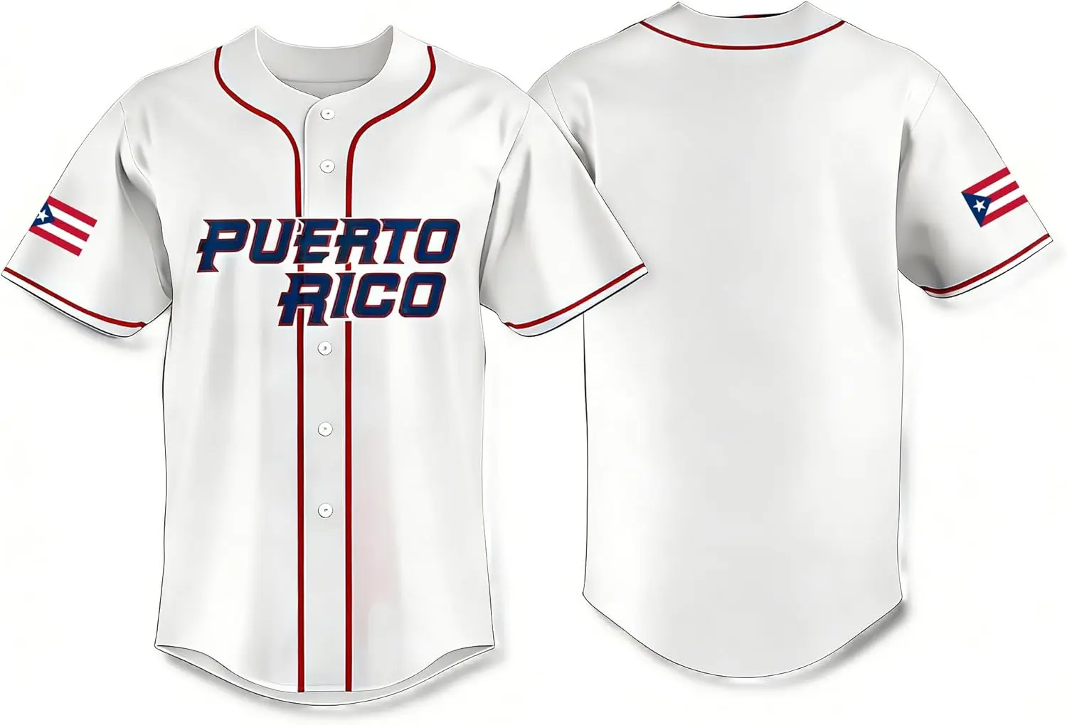 2026 Puerto Rico World Game Classic Baseball Jersey 90s Short Sleeve Button Down Mesh Baseball Shirt Men Women