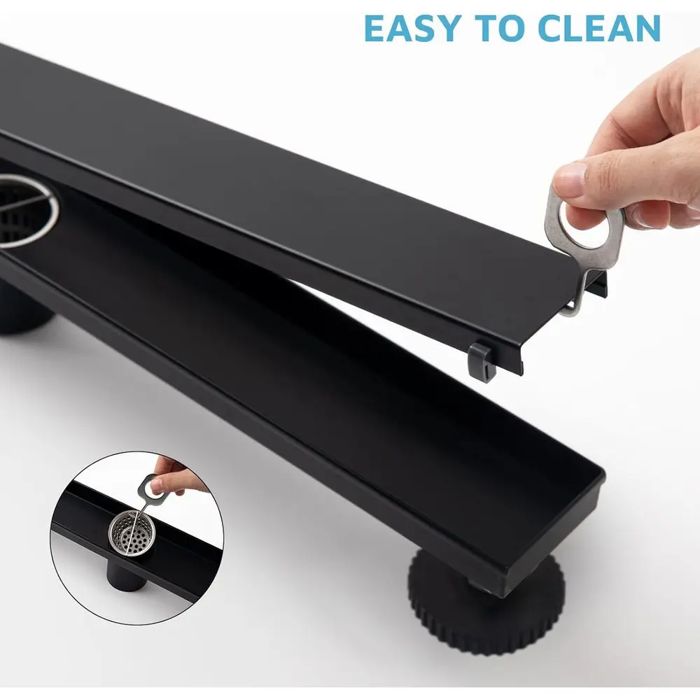 24 تصريف دش خطي أسود غير لامع من الفولاذ المقاوم للصدأ 304