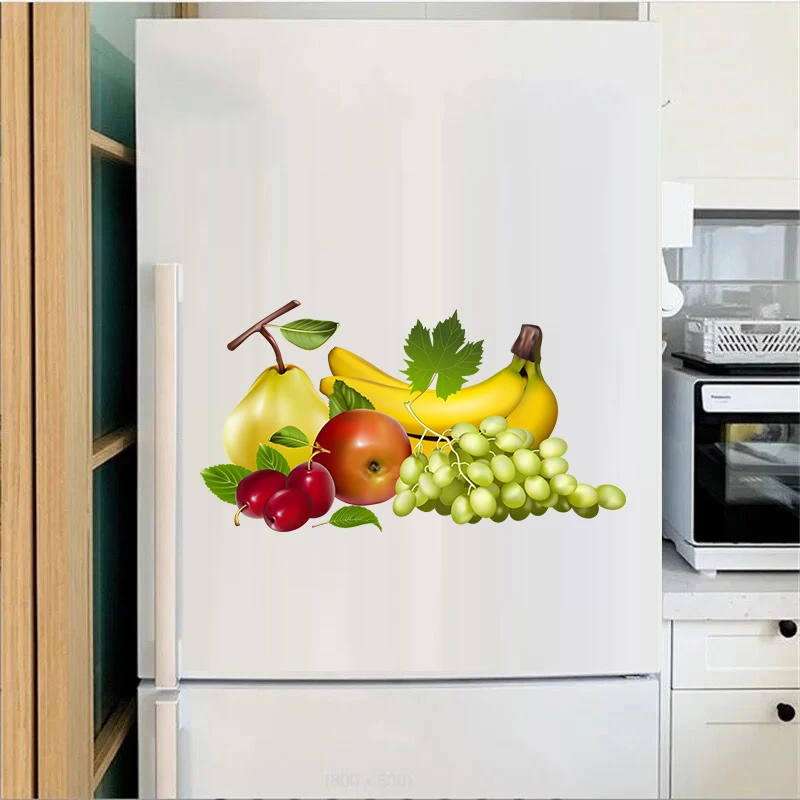 T346# Tempting Fresh Vegetables And Fruits Stickers Kitchen Refrigerator Decorative Dining Room Decals