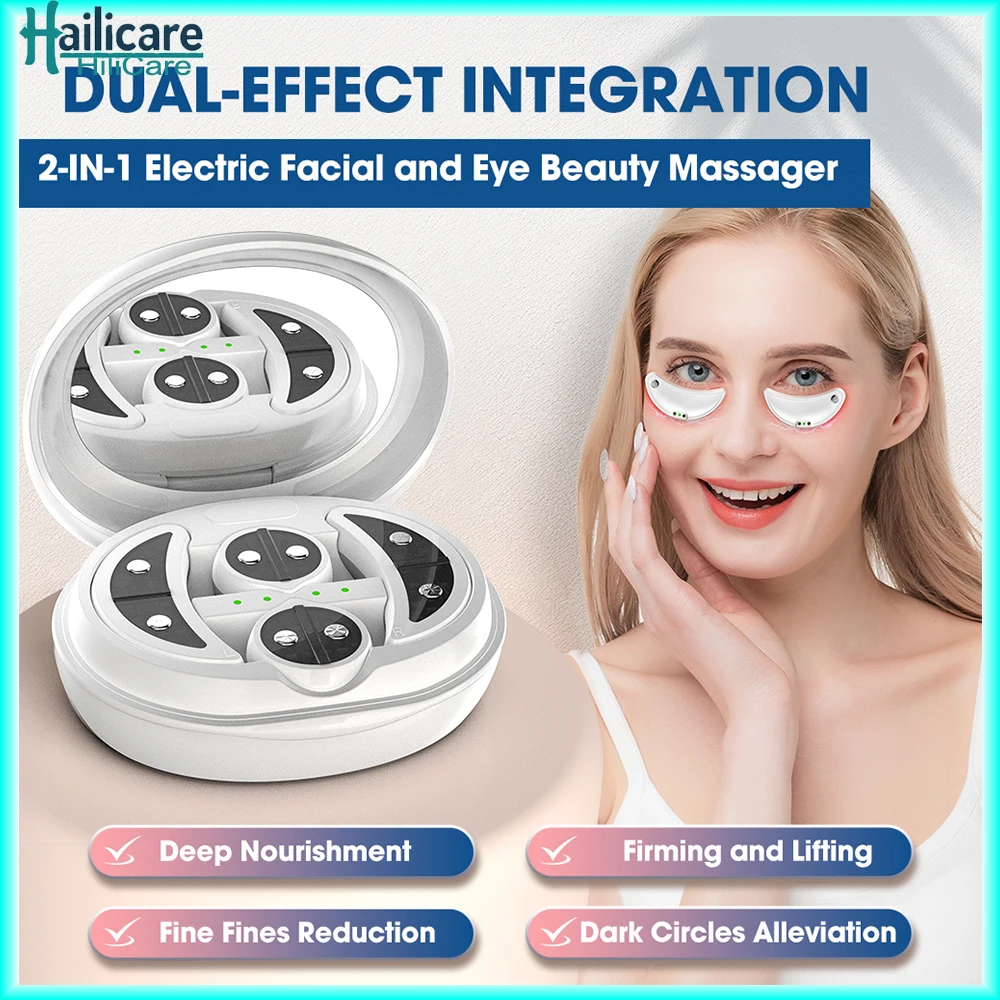 

EMS Micro-current Eye Massager Led Red Light Pulse Face Massage 2 in 1 Face Eye Beauty Artifact Reduce Dark Circles and Eye Bags