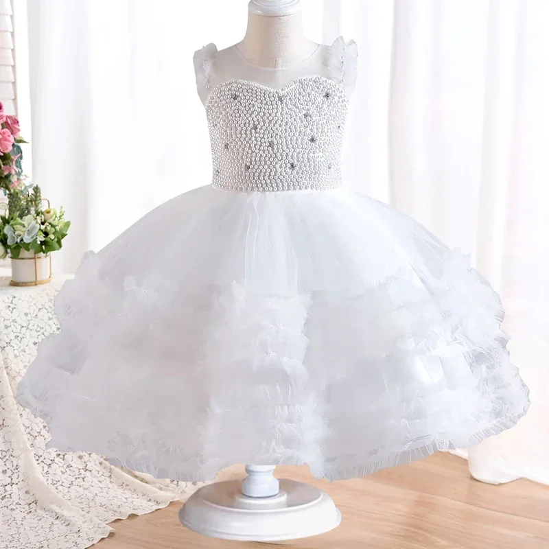 Girls' Dress Rose Blossom Dress Children's Summer 2-10 Years Old Girls' Birthday Party Gorgeous Fluffy Children's Wedding Dress