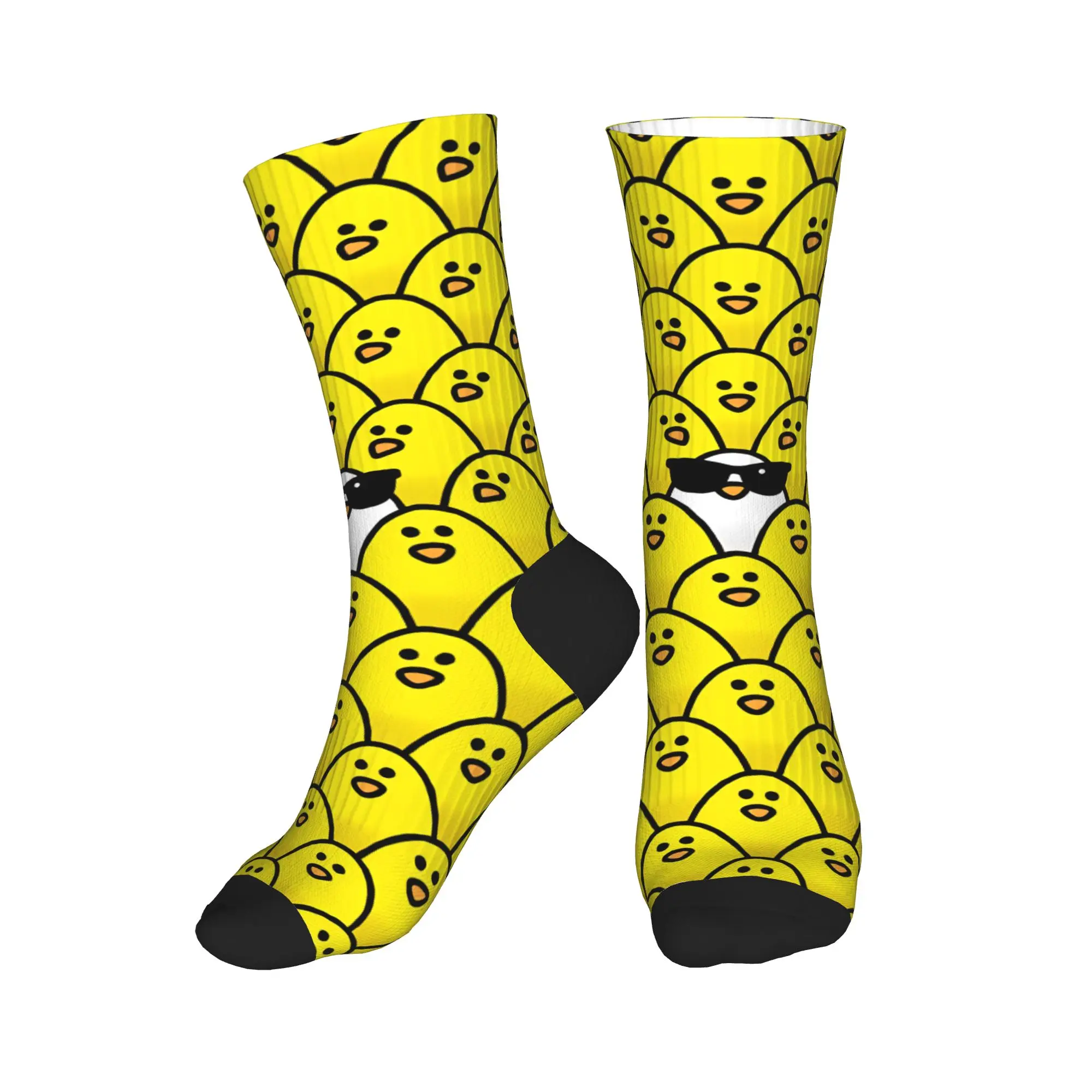 Unisex Men Socks Yellow Birds With Sunglasses  Stockings Autumn Korean Quality Socks Graphic Outdoor Anti-Slip Socks