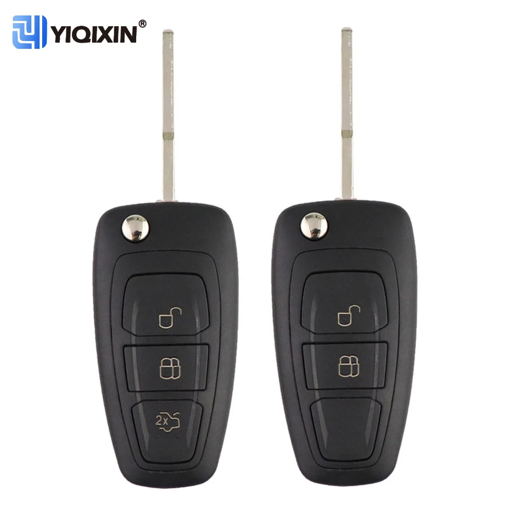 Folding Remote Car Key Shell For Ford Ranger Focus Fiesta C-Max Galaxy Mondeo S-Max Transit MK3 T6 Key Case Uncut Blade No Logo