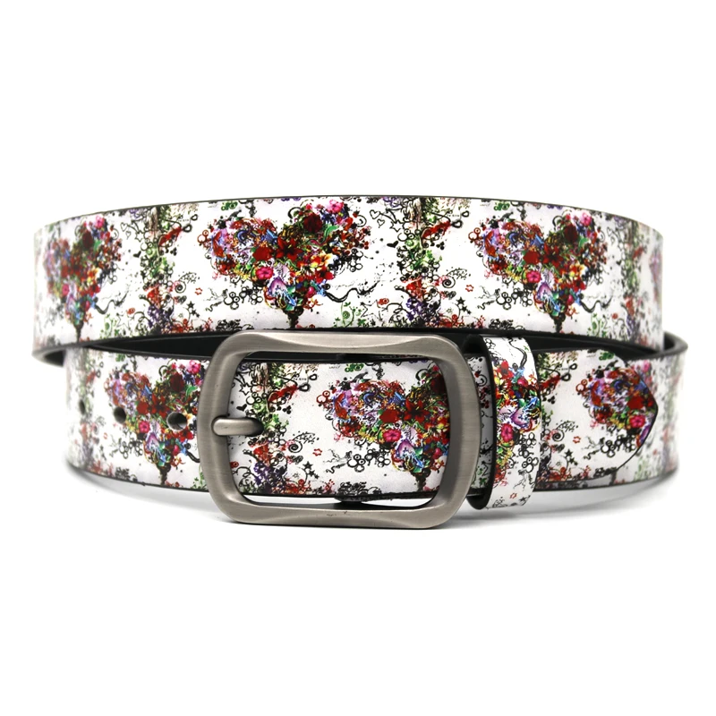 

Boho Love Flower Print Belts Classic Pin Buckle PU Leather Cowboy Cowgirls Waistband Vintage Y2K Accessory Dress Pants Bel