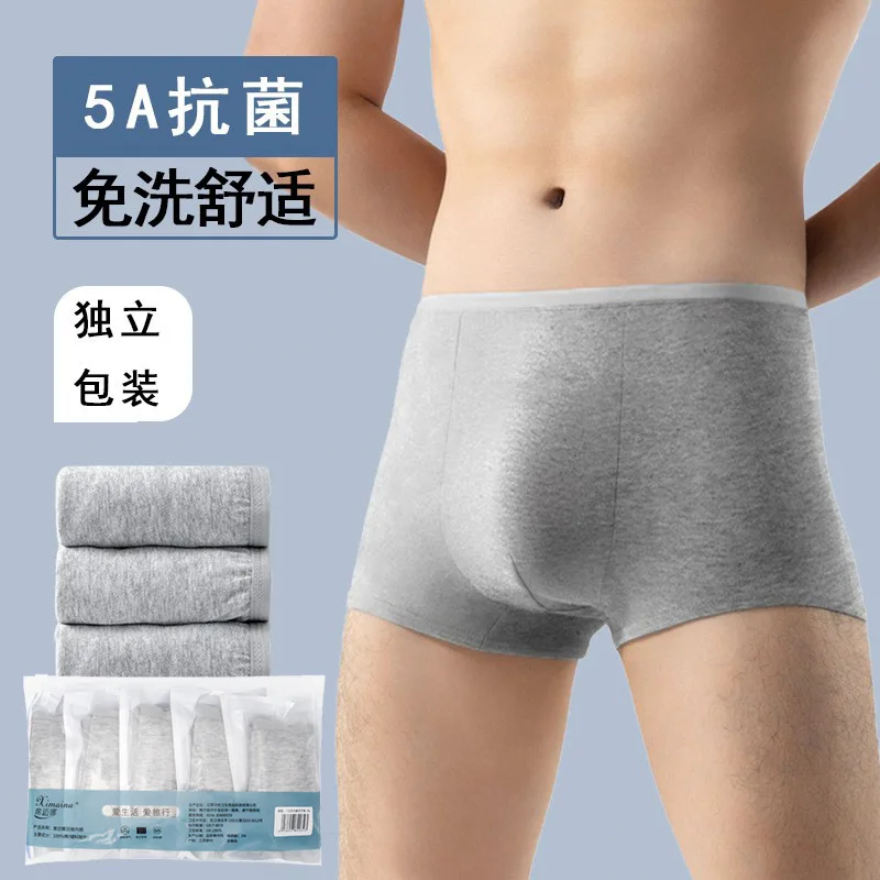 Disposable underwear Men's boxers Sterile free wash cotton day toss pants Travel hotel grey cotton boxers