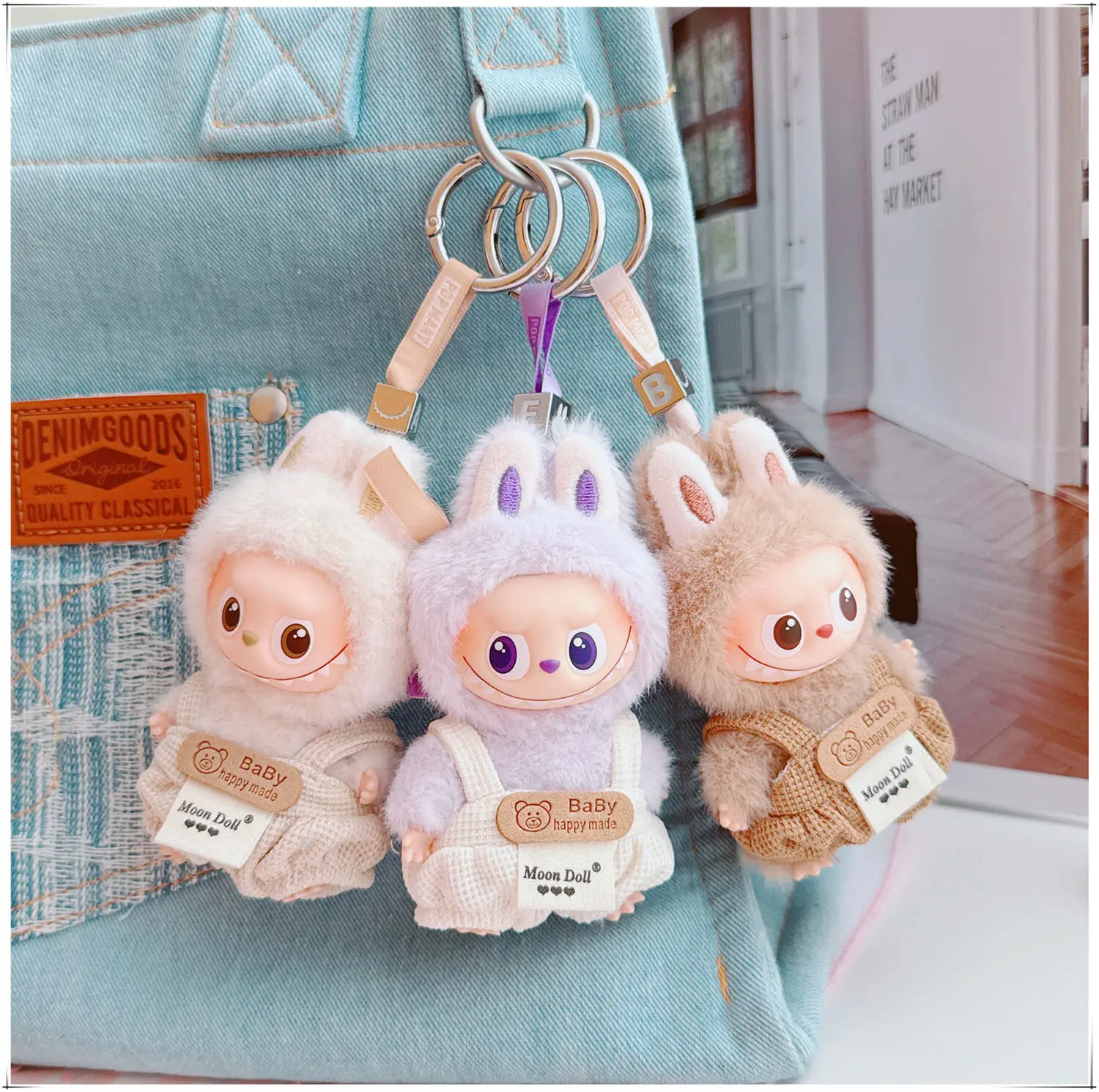 

10cm Mini Labubu 4.0 Doll Clothes 4th-Gen Labubu Baby Happy Made Bib Pants for Mini Labubu