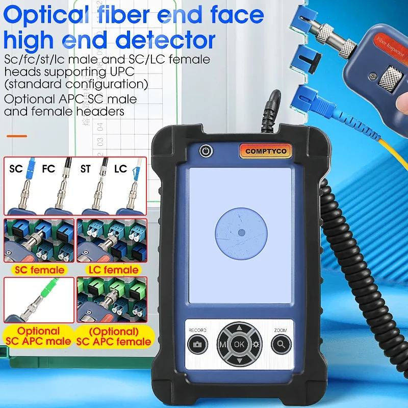 

COMPTYCO Fiber Microscope Optical Fiber Video Inspection Probe Fiber Inspector with LCD Monitor APC/UPC Tips