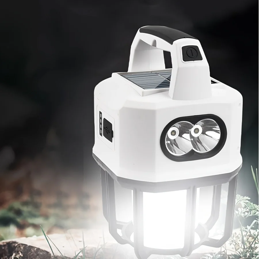 Solar-Powered LED Camping Lantern, Multifunctional High-Intensity Handheld Flashlight, Portable Outdoor Emergency Work Light