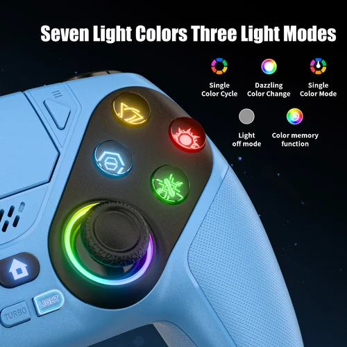 Imagen 2 del producto Controlador para PS5/Paystion 5 Pro/Slim/consola de PC, mando inalámbrico, luces RGB, disparador de efecto Hall, Joystick de juego con vibración Turbo