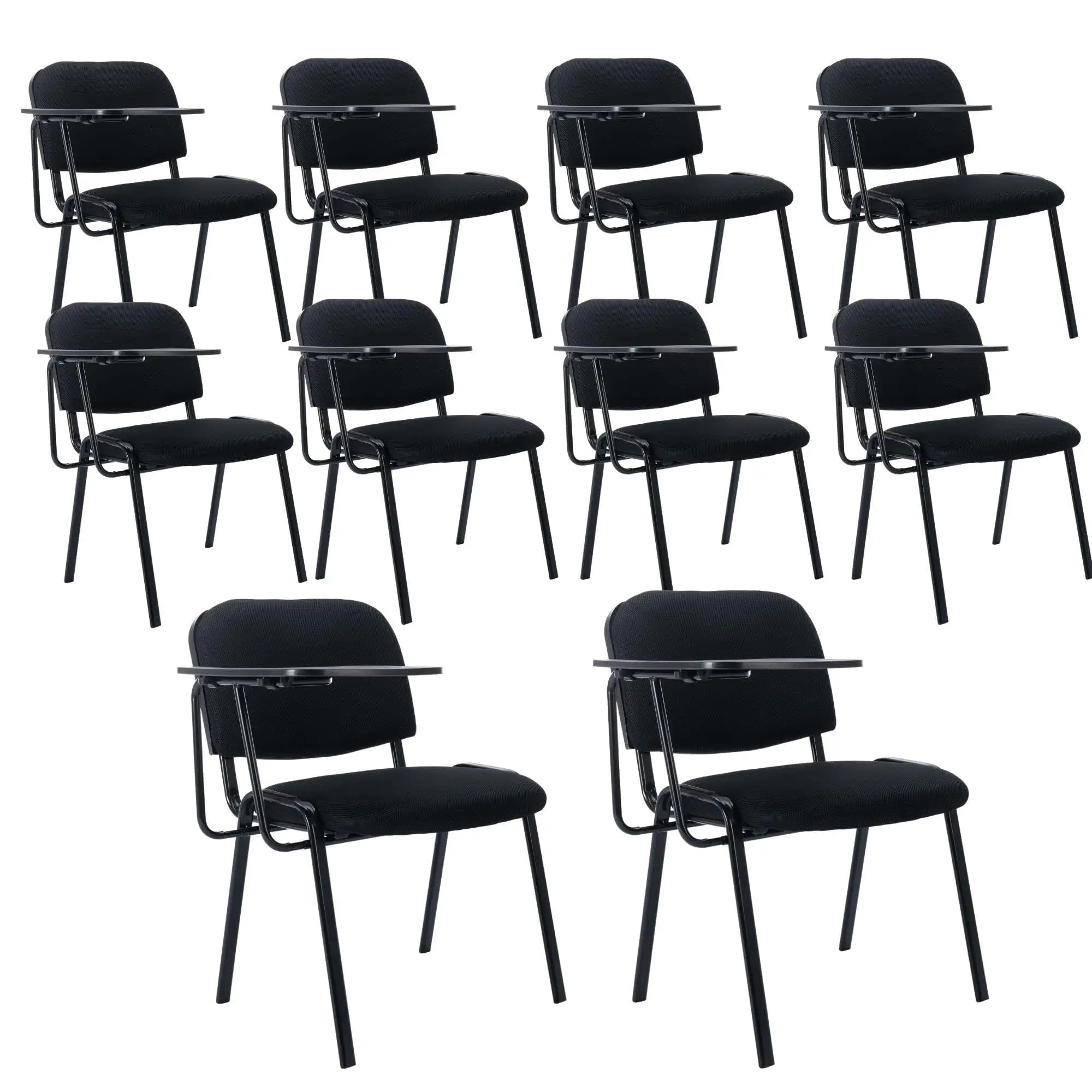 Black Tablet Arm Chairs Set of 10, Mesh Office Waiting Room Guest Nesting Stacking Chairs, Reception Chairs with