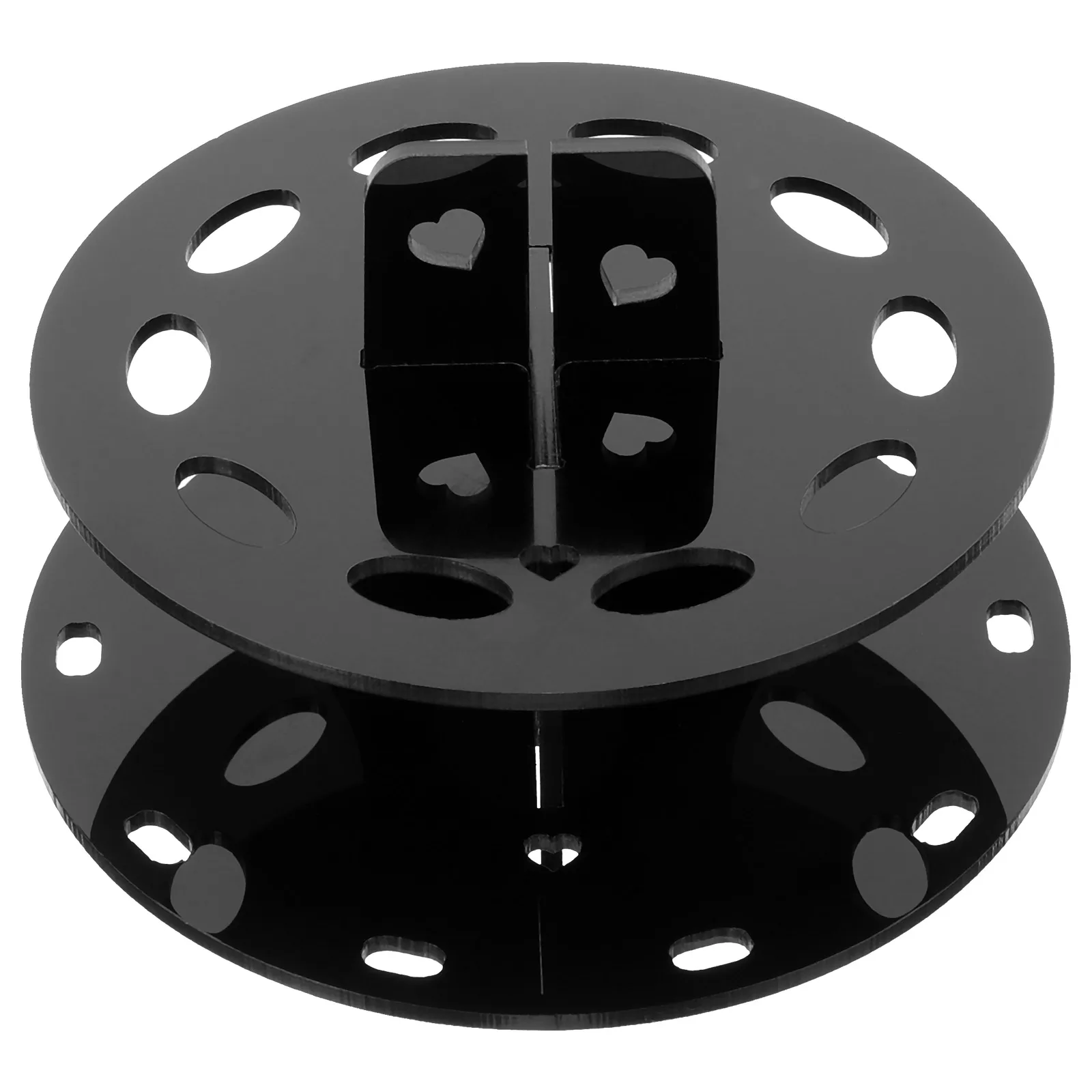 

10 Hole Acrylic Makeup Brush Display Tree Shape Drying Rack Black Heart Design Easy Assemble Storage Holder