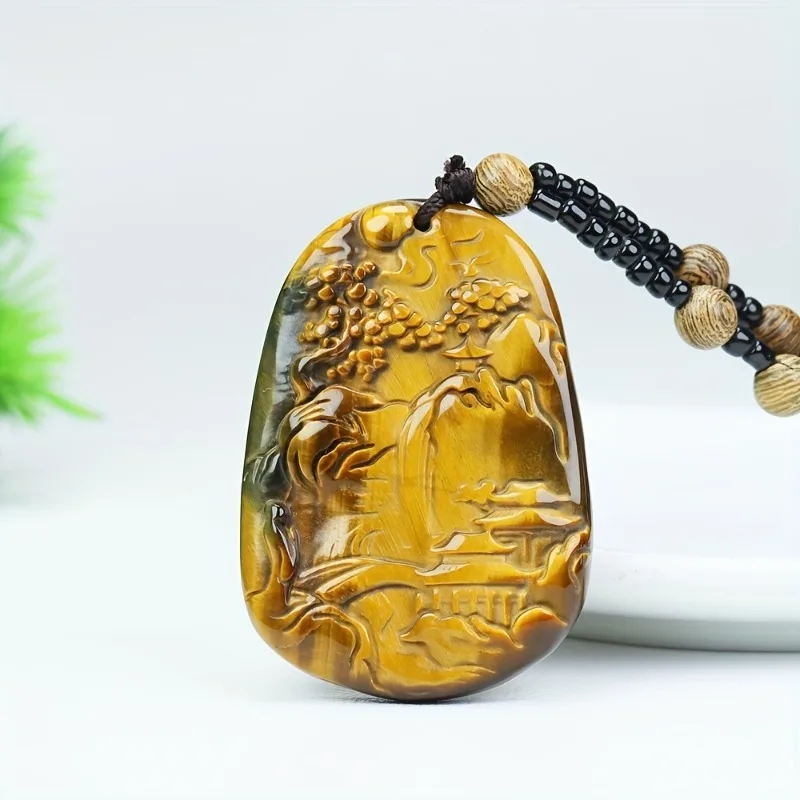 

Natural Tiger's Eye Stone Landscape Brand Pendant Couple Pendant Accessories