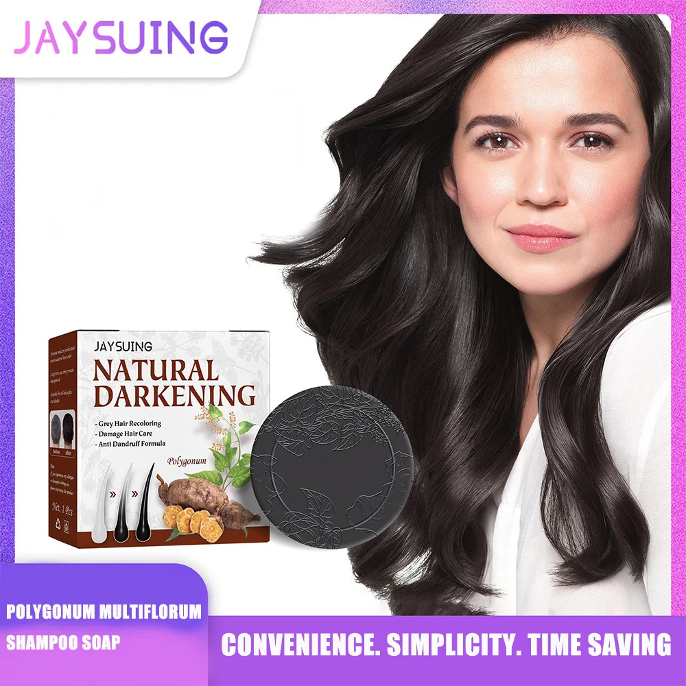 Gray White Hair Shampoo Soap Bar Polygonum Organic Darkening Color Dye Treatments Dandruff Removal Anti Gray Hair Shampoo Bar