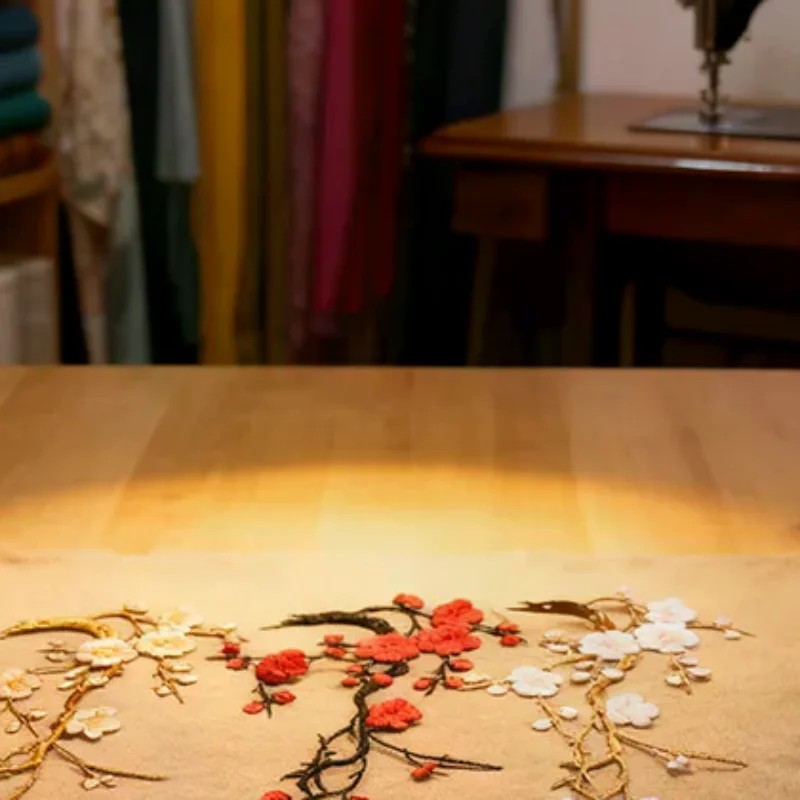 

Beautiful Embroidered Plum Blossom Flower Patch Iron/Sew on Applique Motif Craft
