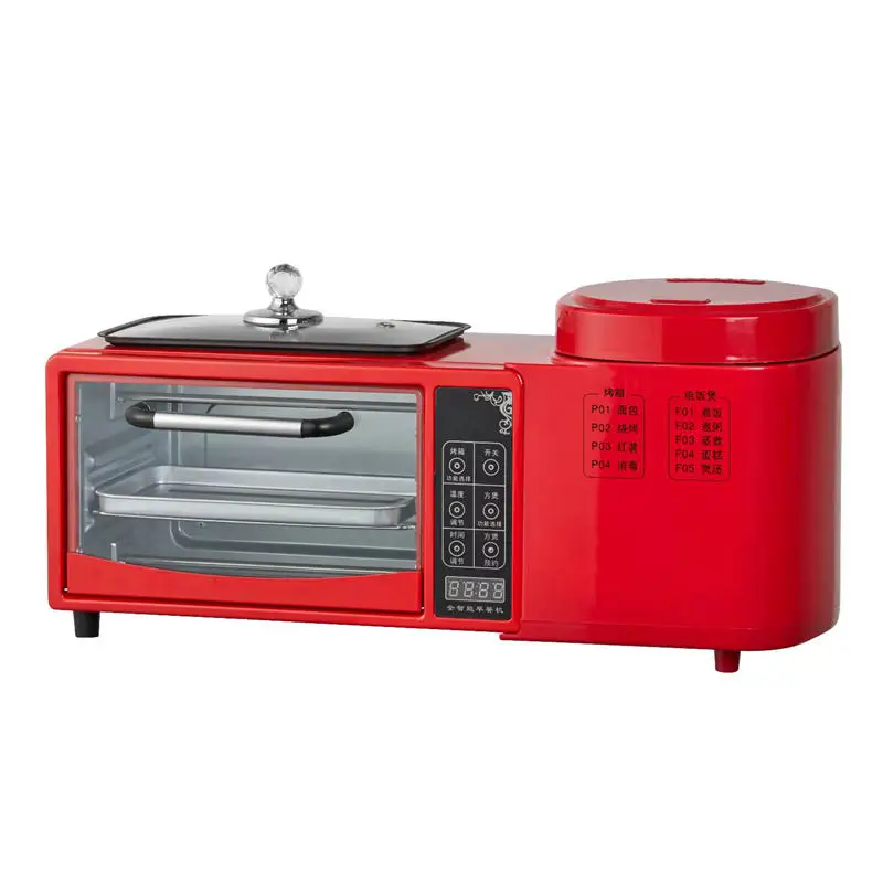 1L 3 In 1 Electric Breakfast Machine Multifunction Rice Cooker 8L Bake Oven Frying Pan Household Bread Pizza Oven Noodles Boiler