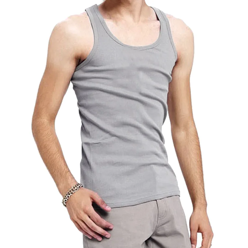 AGG-Men Yoga O Collar Sleeveless Bodybuilding Vest Leisure Sport Shirt Round Neck U Type T-Shirt Fitness Vest (Gray XL)