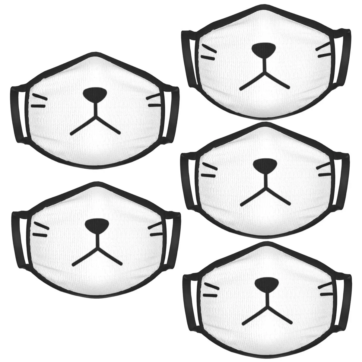 

Meh Kitty 5pc Children'S Washable And Reusable Mask Cartoon Pattern Printing Windproof Child-Friendly Mask Breathable Comfort