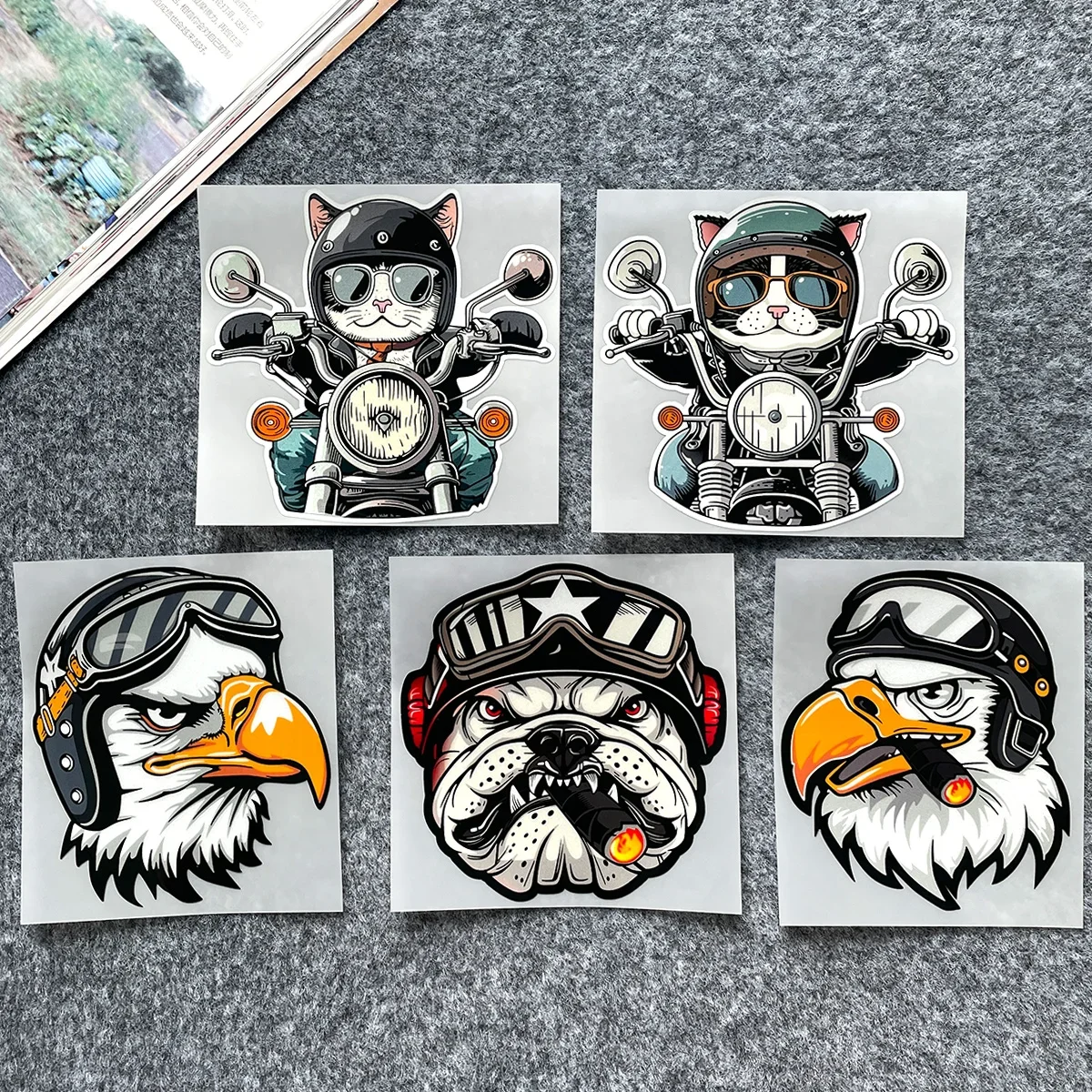 

Trendy Retro Animal (Eagle/Cat/Dog) Car Sticker, Waterproof & Sun-Resistant, Eye-Catching Decor for Motorcycle Body & Helmet