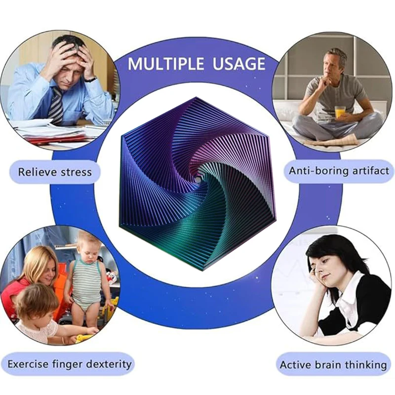 육각 코스터 3D 프린트 육각 피젯 장난감, 육각 프랙탈 나선형 스트레스 해소 장난감, 어린이 성인 피젯 큐브, 감각 장난감