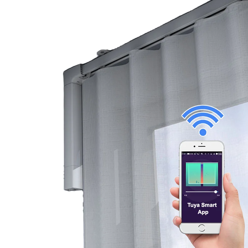 Smart WiFi Remote Controlled Curtain Switch Hot Sale Electric Curtain Track Motorized Metal Curtain Rails Accessories