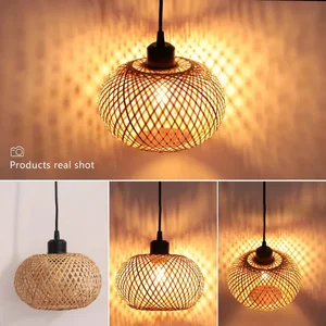 Handgefertigter Bambus -Lampenanhänger, Kronleuchterleuchter, hängende Lampe, Rattanlampe, Restaurant, Esszimmer, Innenbeleuchtung 12 Hauptverkäufe Abajur Bamboo - №6