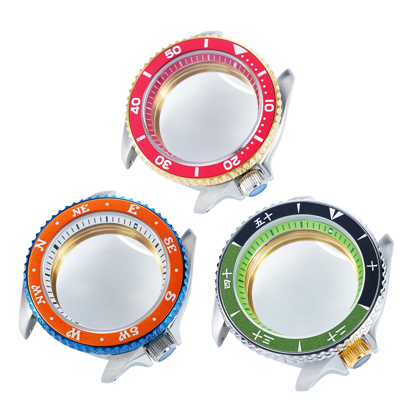 حافظة Mod Skx007 لهاتف Seiko NH35/NH36 حركة ميكانيكية إطار إدراج الياقوت والكريستال والزجاج حافظة ساعة فضية من الفولاذ المقاوم للصدأ
