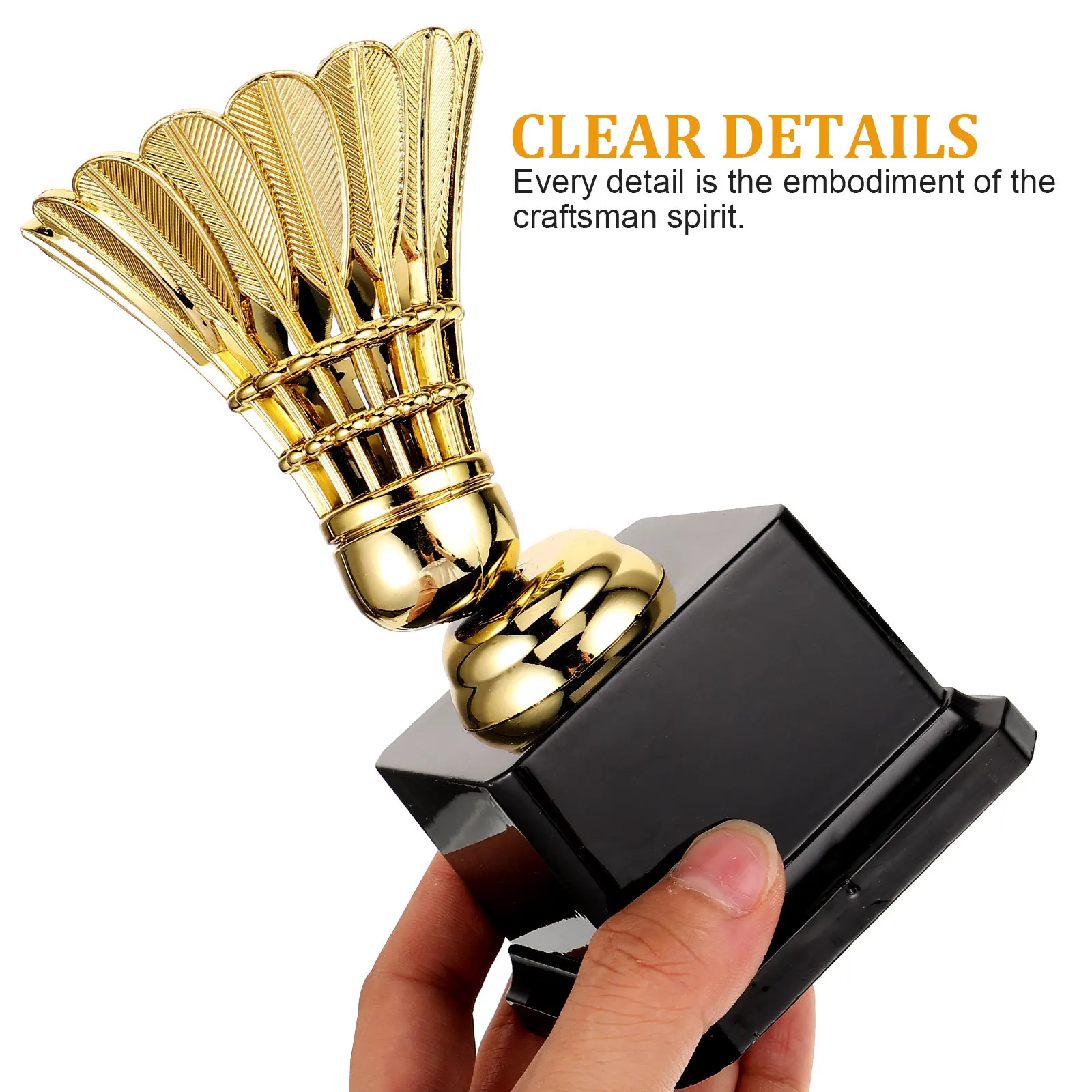 

Golden Badminton Trophy Creative Award for Competition Exquisite Decorative Trophy Decor Champion Award Medal