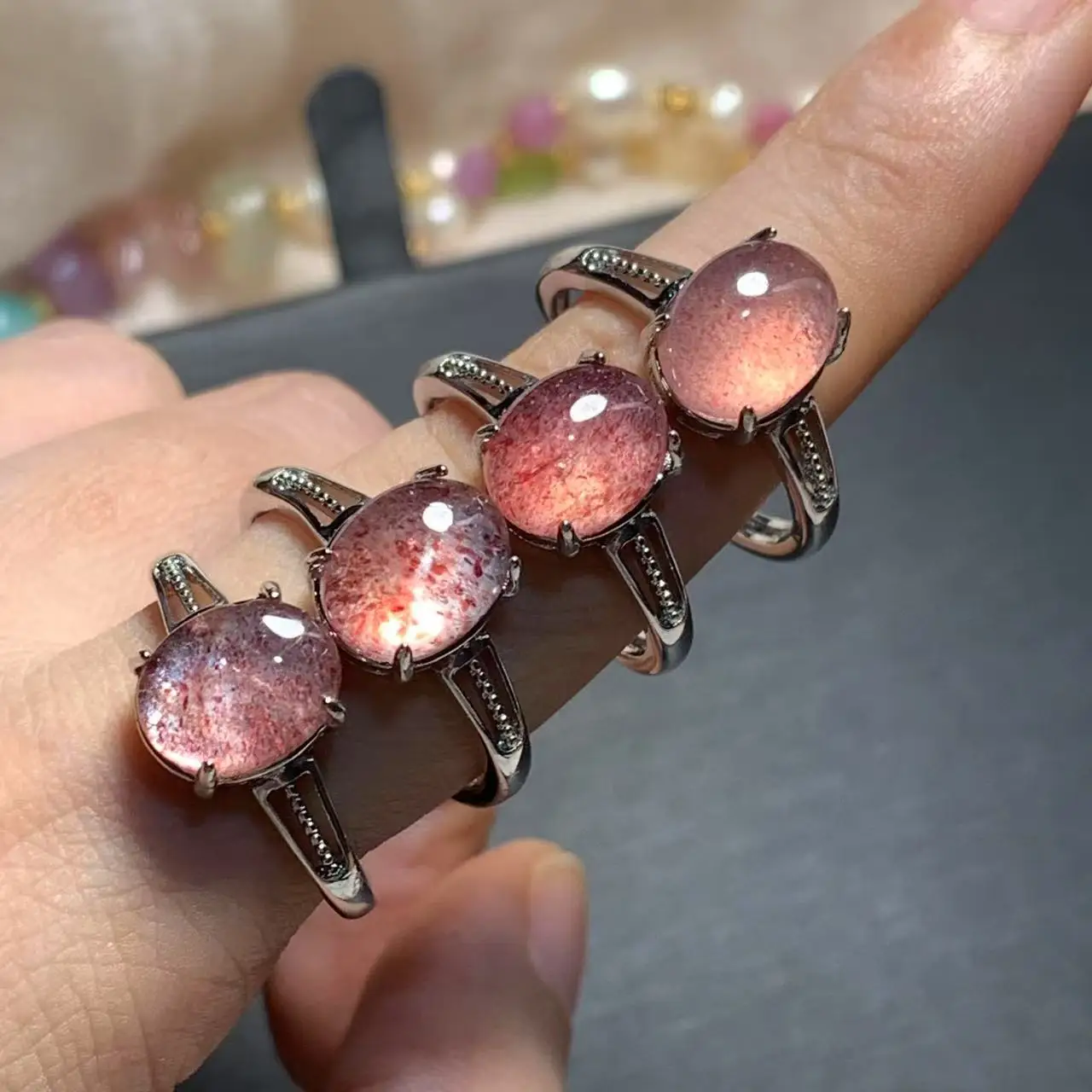 

Кольцо с натуральной клубникой мм, регулируемое женское кольцо, ювелирные изделия для женщин, подарок, оптовая продажа, высокое качество, винтажное изысканное