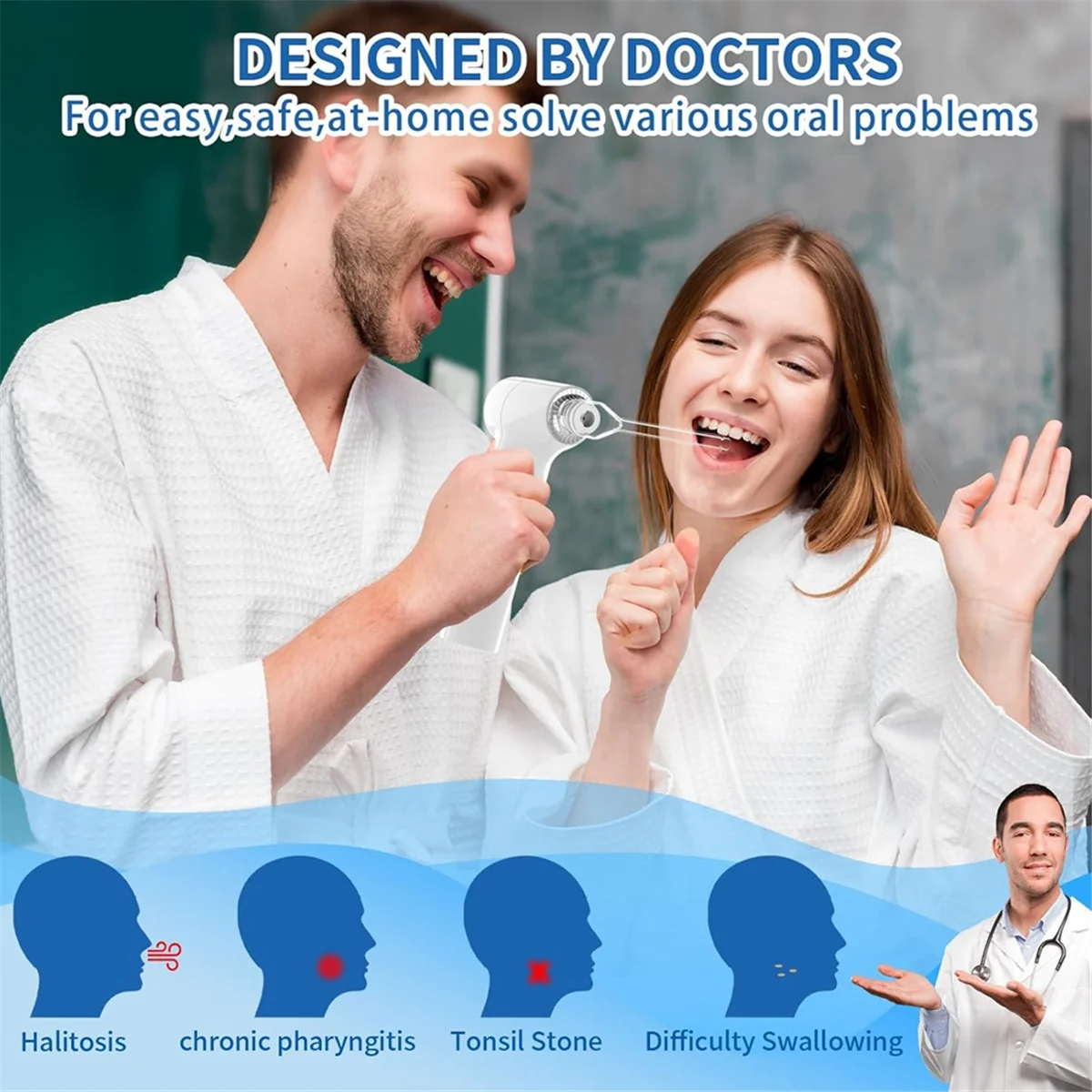 【24 ساعة للبيع!】{مزيل حجر اللوزيل الإلكتروني، مجموعة إزالة حجر اللوزيل 10 في 1، مكنسة حجر اللوزيل مع ضوء أزرق مدمج