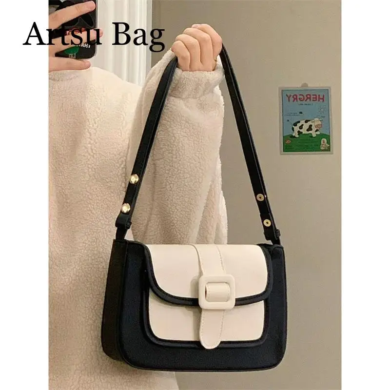 

Women Bag 2024 New Underarm Bag Versatile Black Shoulder Bag Small Square Handbag Female Commuting Crossbody Bag