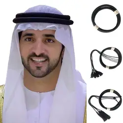 1Pcs Desert Accessories Headwear Rope Muslim Man Saudi Arabic Dubai Egal Shemagh Shawl Islamic Clothing Black Headrope