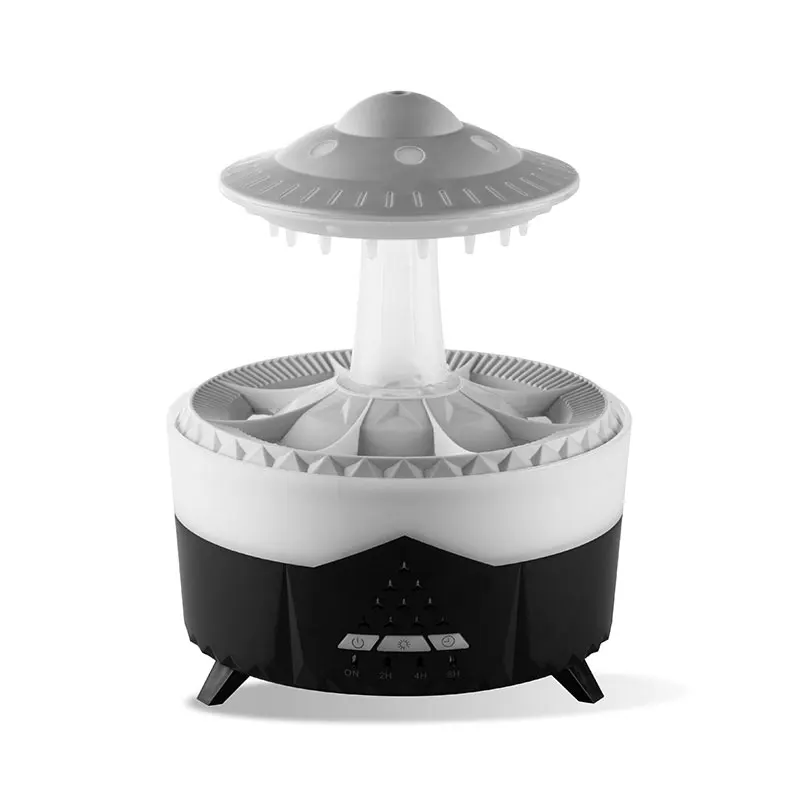 Máquina de aromaterapia de nuvem de chuva 350ml, umidificador de ar, mini controle remoto, luz noturna LED colorida de gota de chuva, difusor de óleo essencial