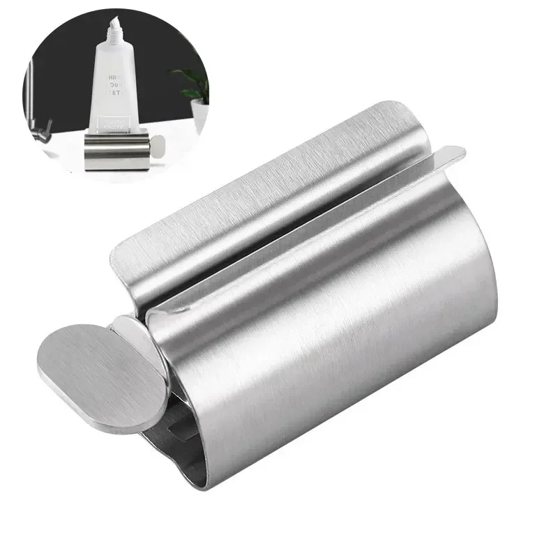 

2pc Toothpaste Squeezer Stainless Steel Toothpaste Holder Cosmetic Holder Tube Roller Rotate Dispenser Rack Bathroom Accessories