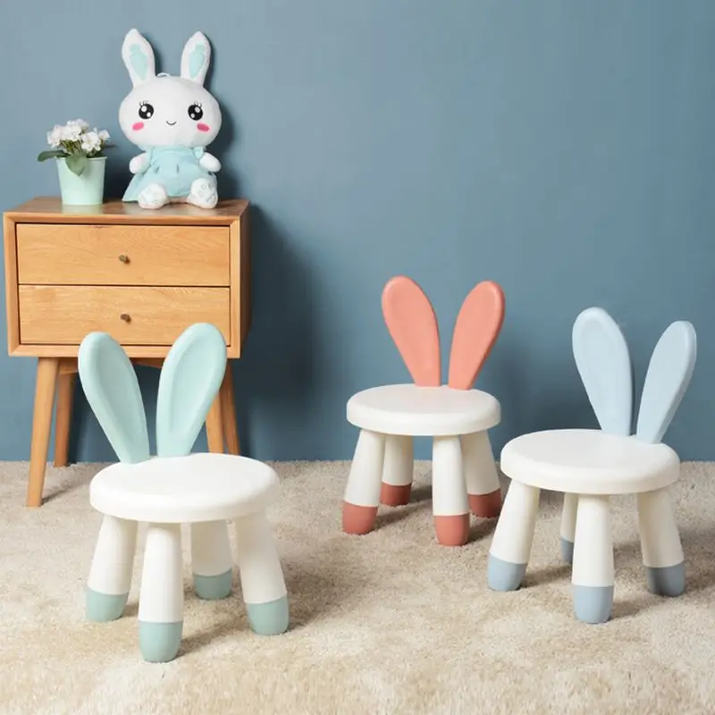 1Pc Home Anti-slip Chair With Creative Rabbit Ear Shaped Kids Stools, Cute Kindergarten Children Backrest Chairs Seat, Baby Toys