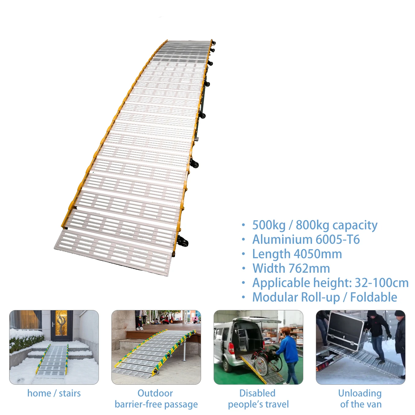 Simplywalk Modular Aluminum Ramp 800kg Length 4.05m Aluminum Alloy Truck Ramp Private Label Service SGS Load Test