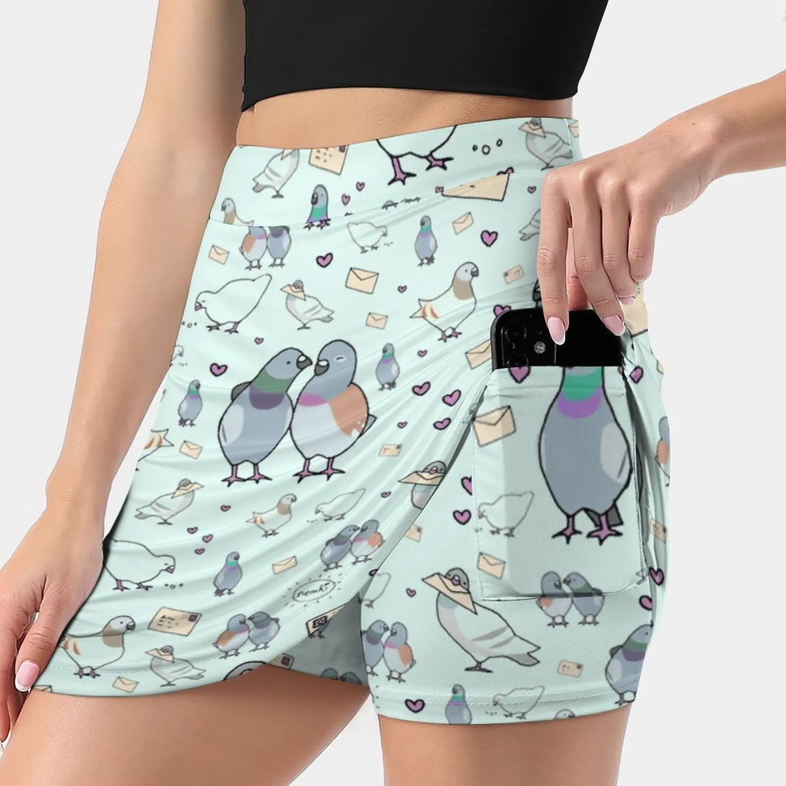 Pigeons Women's skirt Y2K Summer Clothes 2022 Kpop Style Trouser Skirt With Pocket Pigeon Pigeons Messenger Pigeon Cute Pigeons