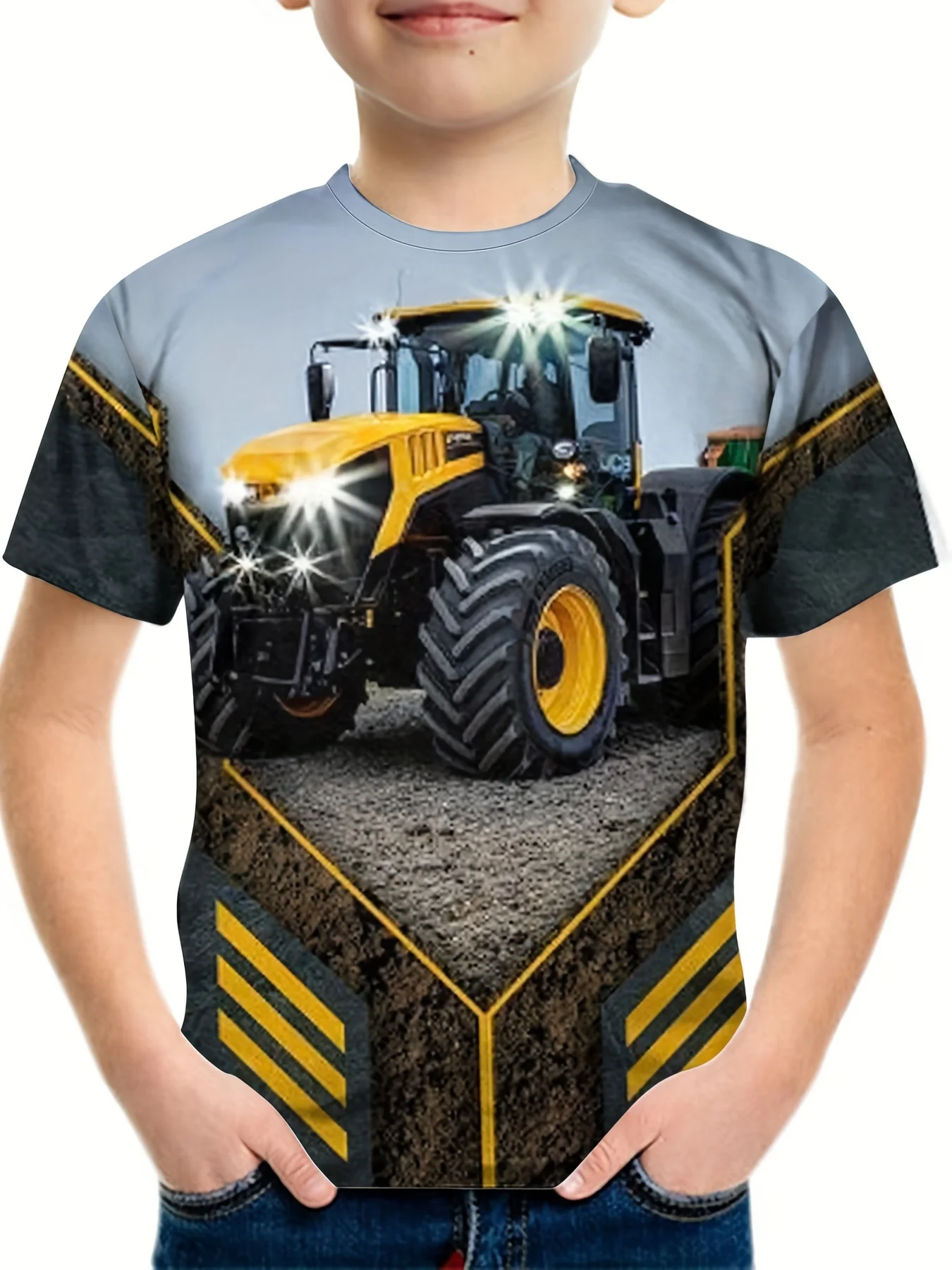 Kids Truck Tractors 3D Printing T-shirt Boy Clothes Baby Girls Tops Car Tractor Short Sleeve Children Shirt Summer Boys T-shirts