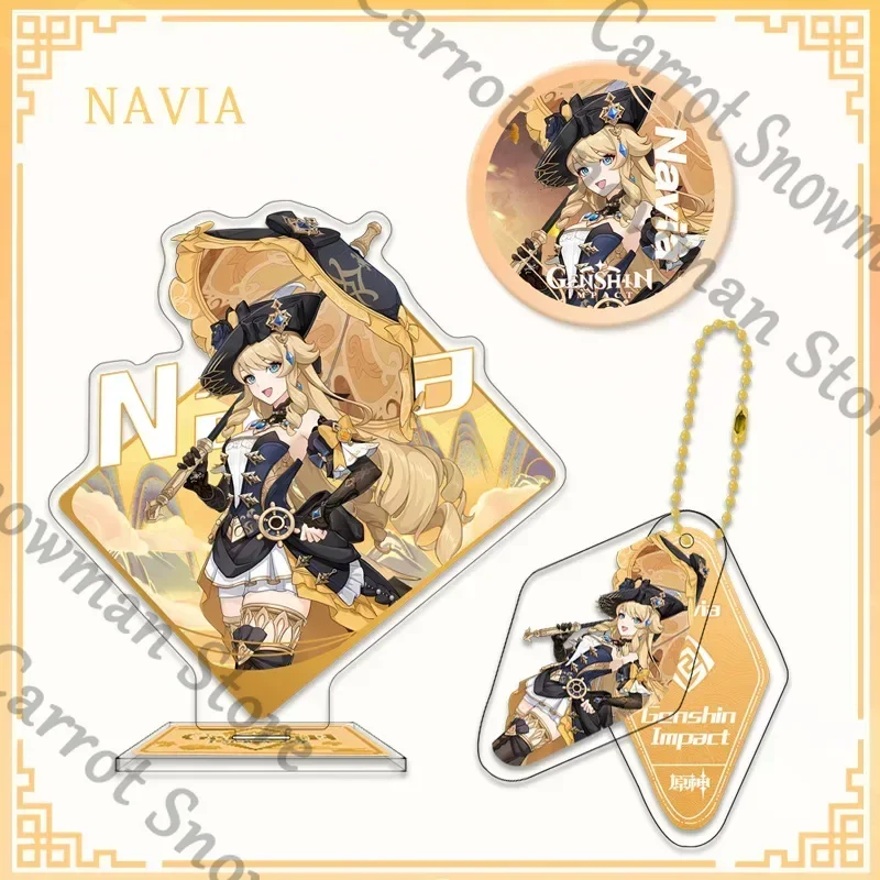 Anime Genshin Impact Zhongli Neuvillette Acrylic Standing Board Decorate  Sign Badge Keychain Cospaly Cartoon Keyring Emblem