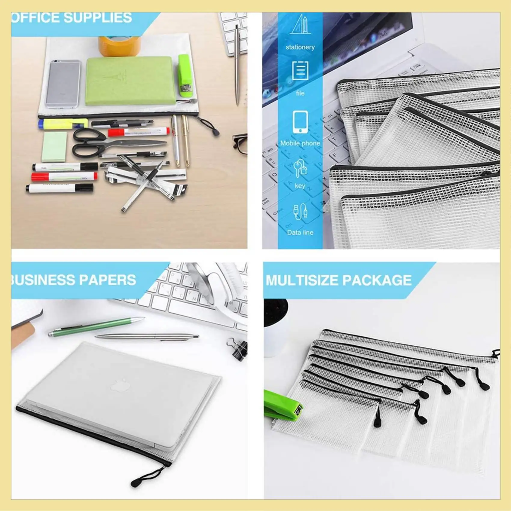 TTKK-60Pcs B6 ตาข่ายซิปกระเป๋า 5.3X7.7 นิ้ว, กระเป๋าซิปกันน้ําสําหรับอุปกรณ์สํานักงานโรงเรียน, ปริศนาและเกมจัดระเบียบ Storage