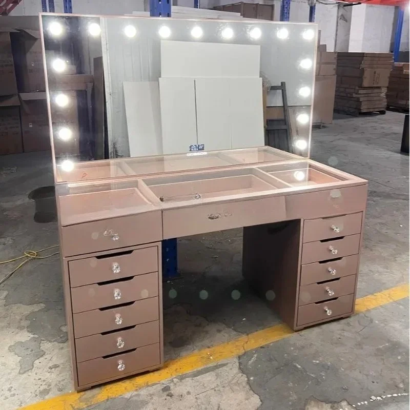 Dresser Makeup Light Mirror Rose Gold Makeup Mirror Light Luxury Mirror Cabinet