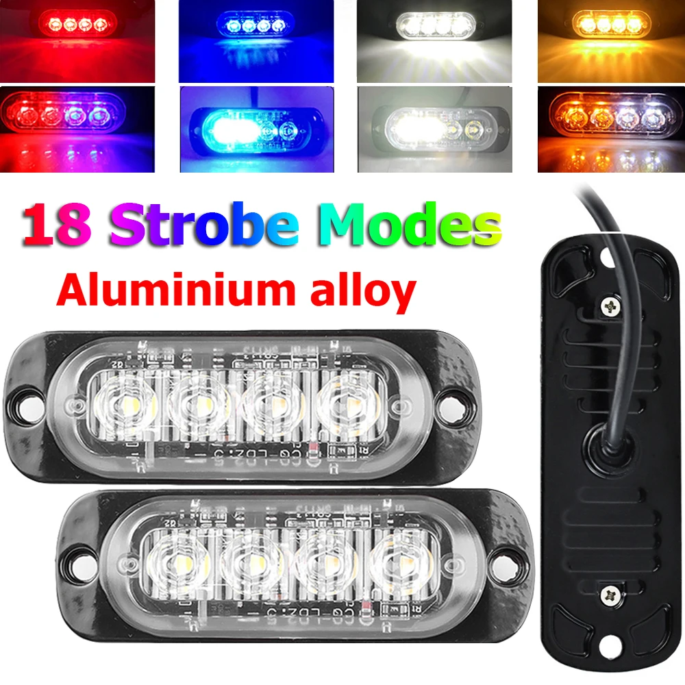 

4LED Car Strobe Lights Warning Light Flashing Breakdown Emergency Light For Auto DRL Truck Trailer Beacon Lamp LED Side Light