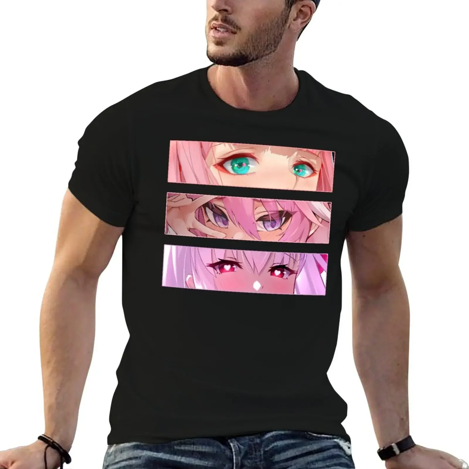 

Lewd Eyes Pink Bundle T-Shirt sublime boys whites anime stuff Men's cotton t-shirt