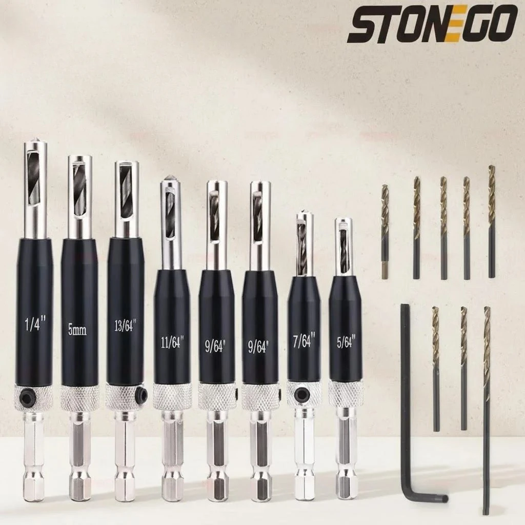 

Self Centering Lock Hinge Drill Bit Set Woodworking Stainless Steel Drill Guide Kit for Drawer 7 8 15 17mm
