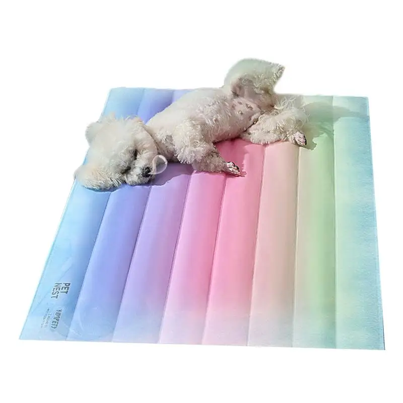 

Ice Nest Dog Mat Sleeping Mat Summers Ice Nest Cat Pet Rainbow Gradient Ice Nest Mat Pet Deep Sleeping Beddings For Bedroom Car