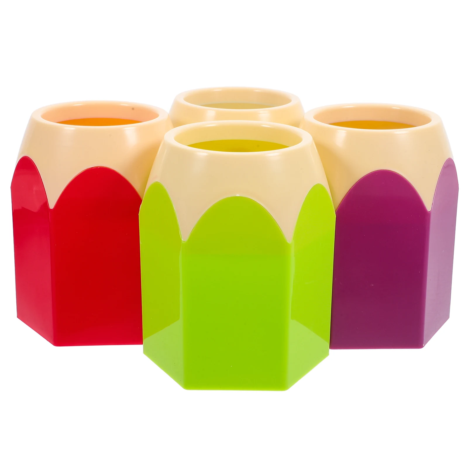 

4 Pcs Pencil Holder Crayon Container Cute Cup Kawaii Abs Adorable Plastic Desk Student