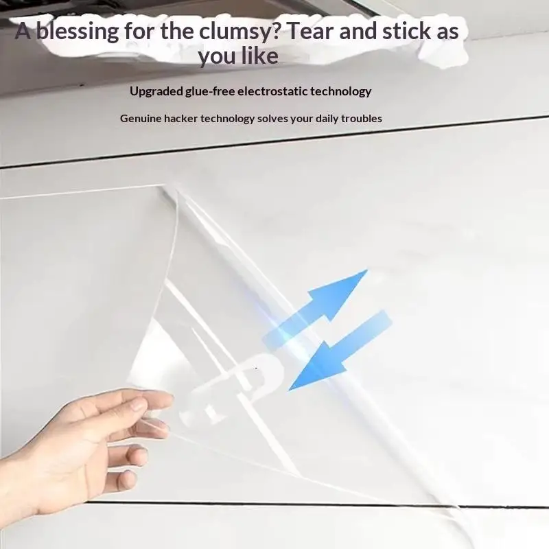 Transparent Glue Free Kitchen Wall Sticker Oilproof Easy Install Static Adhesion