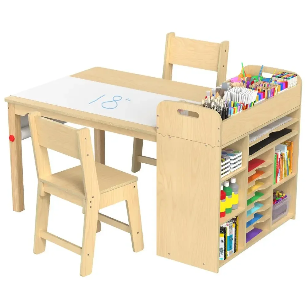 

Kids Art Table and Chairs Set, Craft Desk with Large Storage and Portable Art Supply Organizer for Children Ages 812, 47 L x 30