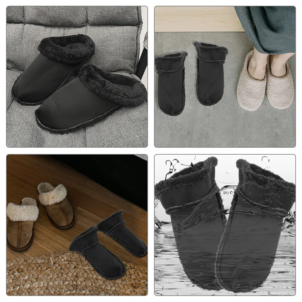 Zoccoli invernali Fodera Copertine in cotone rimovibili Pantofole Inserti per scarpe per scarpe con foro Addensare Nero da donna