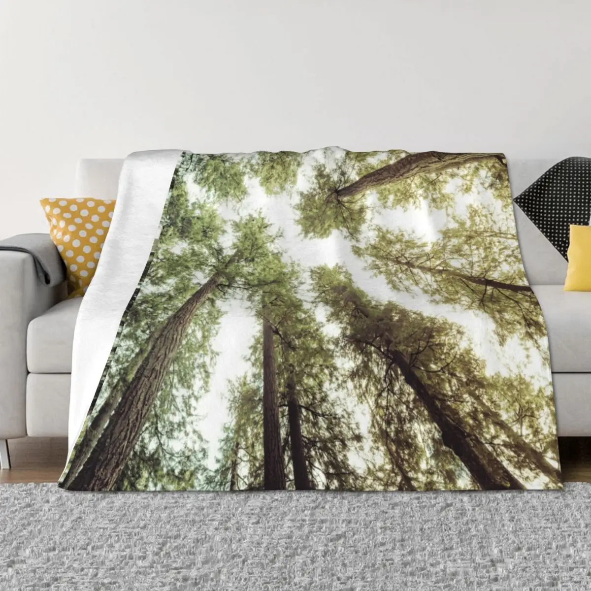 

Green Forest Sky Trees in the Mountains Throw Blanket funny gift Hairys Sleeping Bag Blankets
