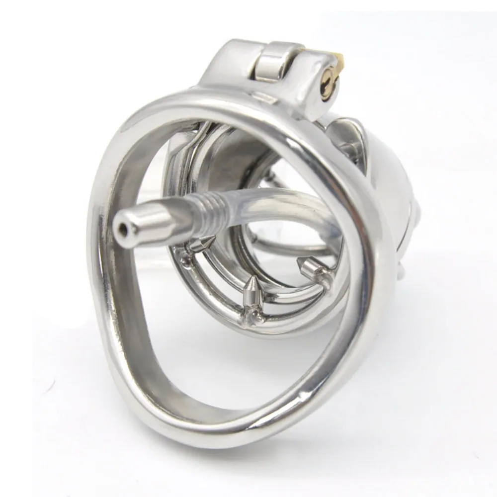 Stainless Steel Male Chastity Device Belt Bird Cage Lock Bondage Restraint Ring for Men with Curved Penis Ring Sex Toys for Men view 6